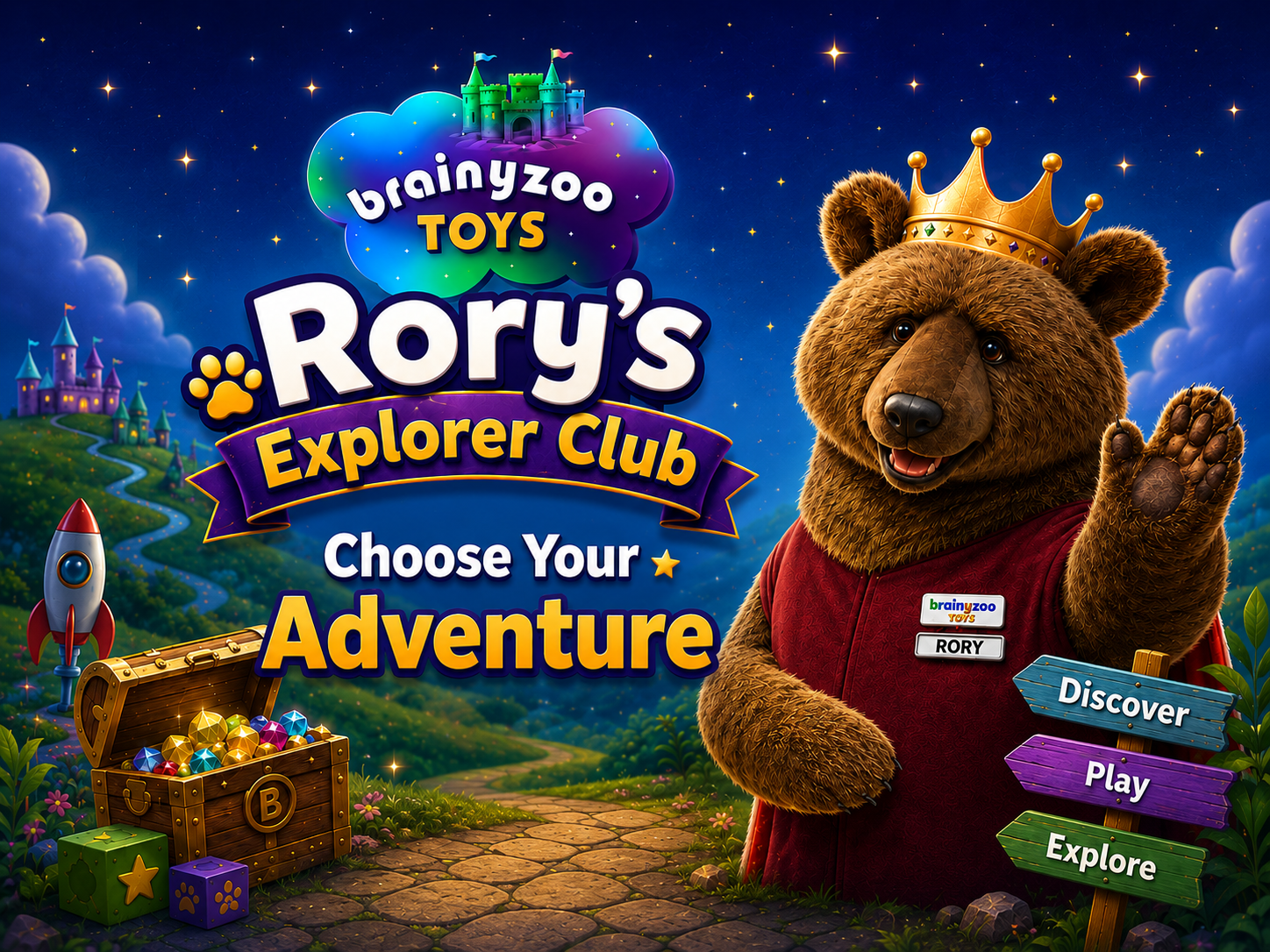 Rory's Explorer Club — Choose Your Adventure artwork featuring Rory the bear
